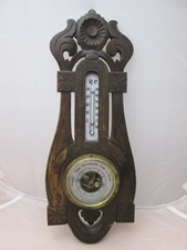 Antikes Barometer  ~ Holz geschnitzt ~  Jugendstil  ~ selten!!
