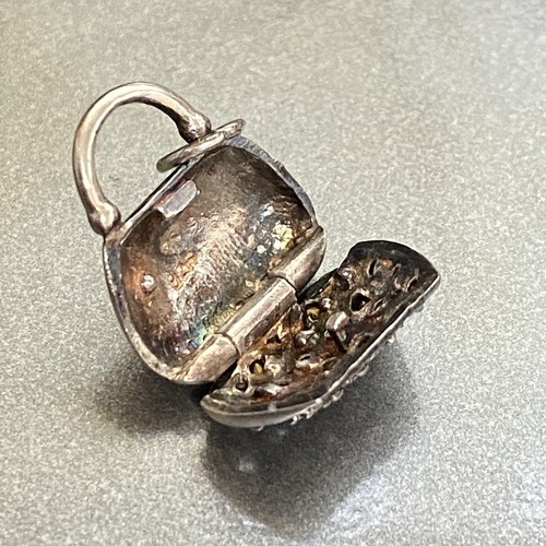Cartera de plata esterlina y circonita cúbica transparente con dije colgante abierto y cerrado - Imagen 4 de 6