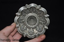 3.8'' Marked Chinese Dynasty Tibetan silver plate disc Tray statue