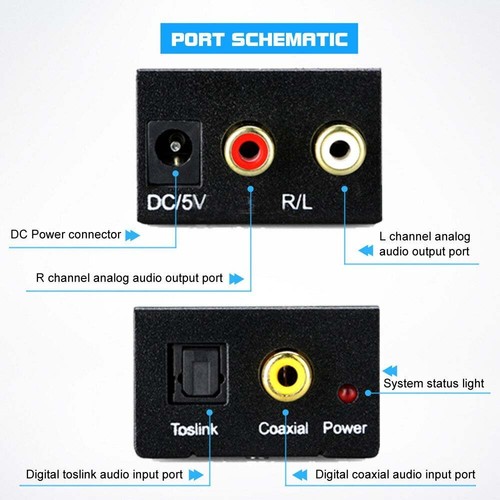Adaptador convertidor de audio digital óptico coaxial coaxial Toslink a analógico RCA AUX - Imagen 3 de 15
