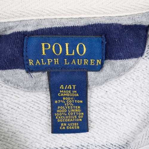 Polo Ralph Lauren Kids Hoodie Sweater Striped Embroidered Logo Gray Size 4 - Picture 11 of 14