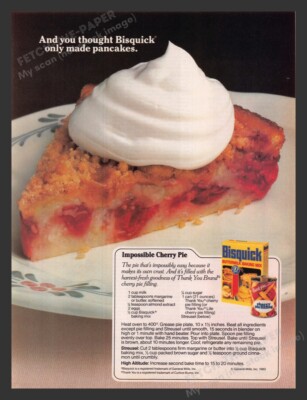 Bisquick ''Impossible Cherry Pie'' Recipe 1980s Print Advertisement Ad 1984