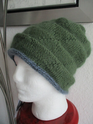 Knitted Hat Ladies Mens Wool + Alpaca + Mohair/Silk, LINED, Hand Knitted