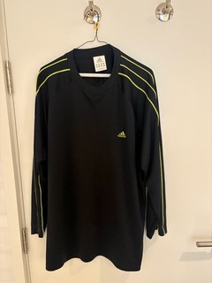 Adidas Hombre Pull Over Chándal Negro con Tubería Verde 2XL