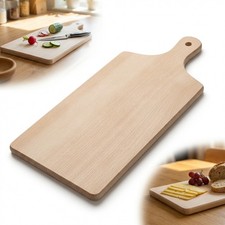 Holz Schneidebrett mit Griff 40 x 18 cm Küchenbrett Buche traditionell