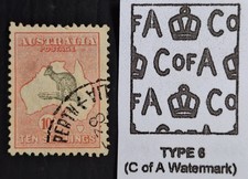 1932 Australia 10/- Grey&Pink Kangaroo stamp MCCAWMK Used Cat $300.00.