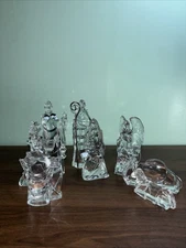 Icy Acrylic Nativity Carlton Card Rare 8 Pc Set Complete Holy Family Vintage