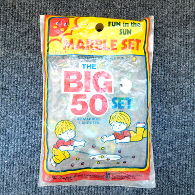 Vintage Marbles in Bag Big 50 Set Including Shooter 1983
