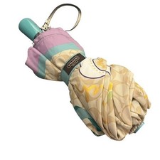 Coach Signature Applique Light Khaki/Multicolor Compact Umbrella - Flawed
