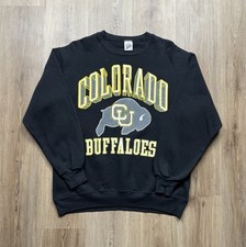 VINTAGE University of Colorado Buffaloes Pullover Sweatshirt Size Large Black