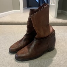 Vintage Biltrite Cognac Brown Leather Mid-Calf Boots Men's Size 9 VGUC Pull On