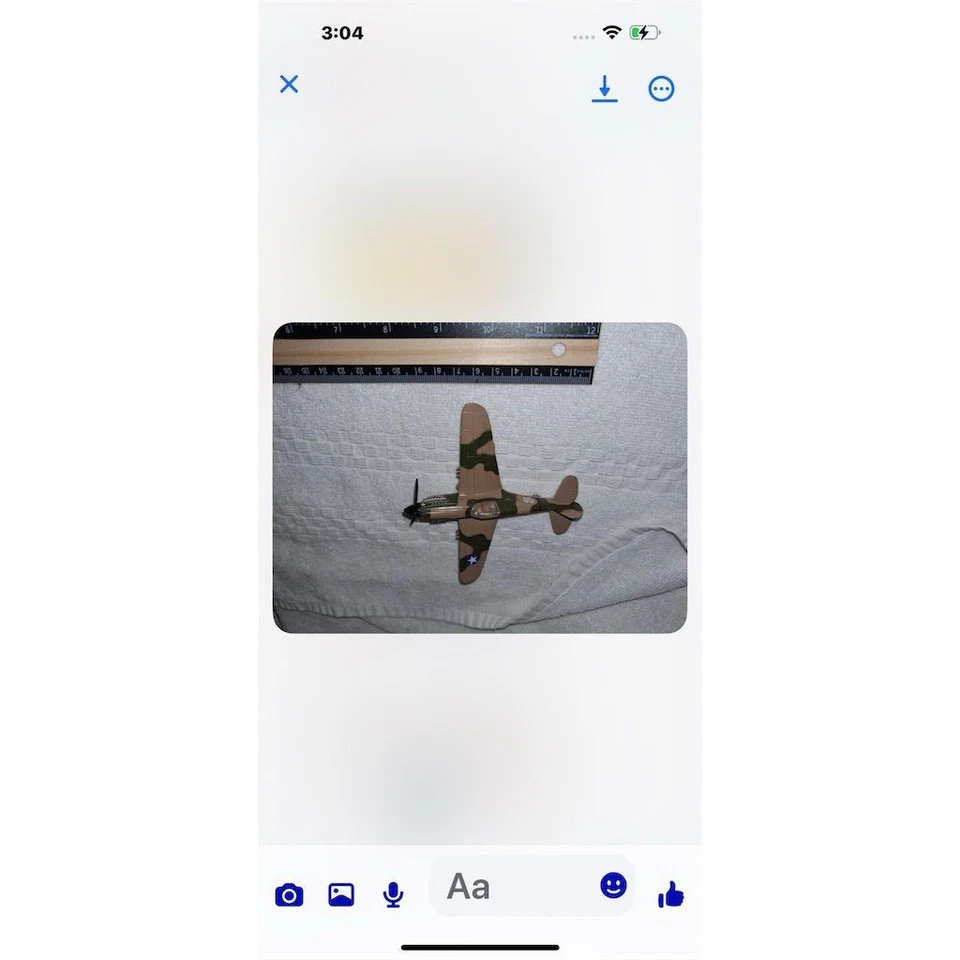 Vintage Diecast Curtiss P-40 Warhawk Model Airplane Multi-Color - Image 3 of 3