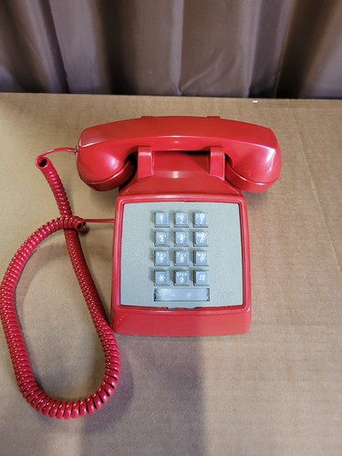 Vintage Western Elektrisches Drucktasten Tischtelefon ROT - Bild 1 von 9