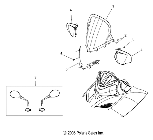 Polaris Side Shield, Left, Smoke, Genuine OEM Part 5436073, Qty 1 - Picture 2 of 2