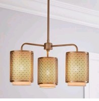 Dunelm Vienna 3 Light Ceiling Light Fitting With Shades Champagne Gold New