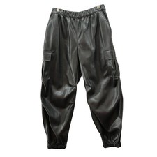 Gap Kids XXL (14) Faux Leather Parachute Pants Black Cargo Baggy Girls Boys