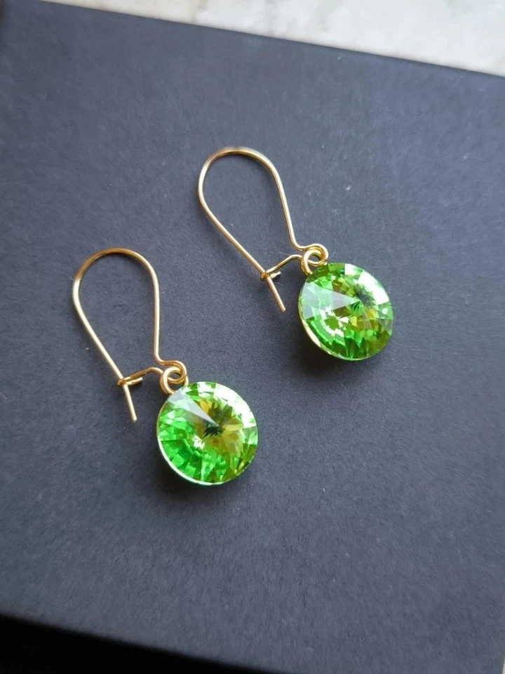 Ohrringe mit Swarovski 12 mm Rivoli Crystal, 14k vergoldetes Zubehör