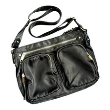 Women s Black Crossbody Shoulder Bag Multi Pocket Nylon Purse Adjustable Strap