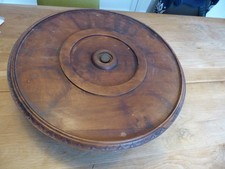 Servierplatte Holz rund drehbar antik Serviertablett Tablett Platte (Fach26)