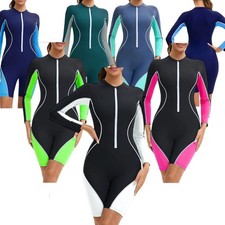 Women Bodysuit Swim Swimwear Front Zip Bathing Suit Jumpsuit Costume Swimsuit