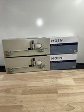 2 PACK MOEN Banbury Wall-Mount Glass Shelf Brushed Nickel 22.75" x 5" Y2690BN