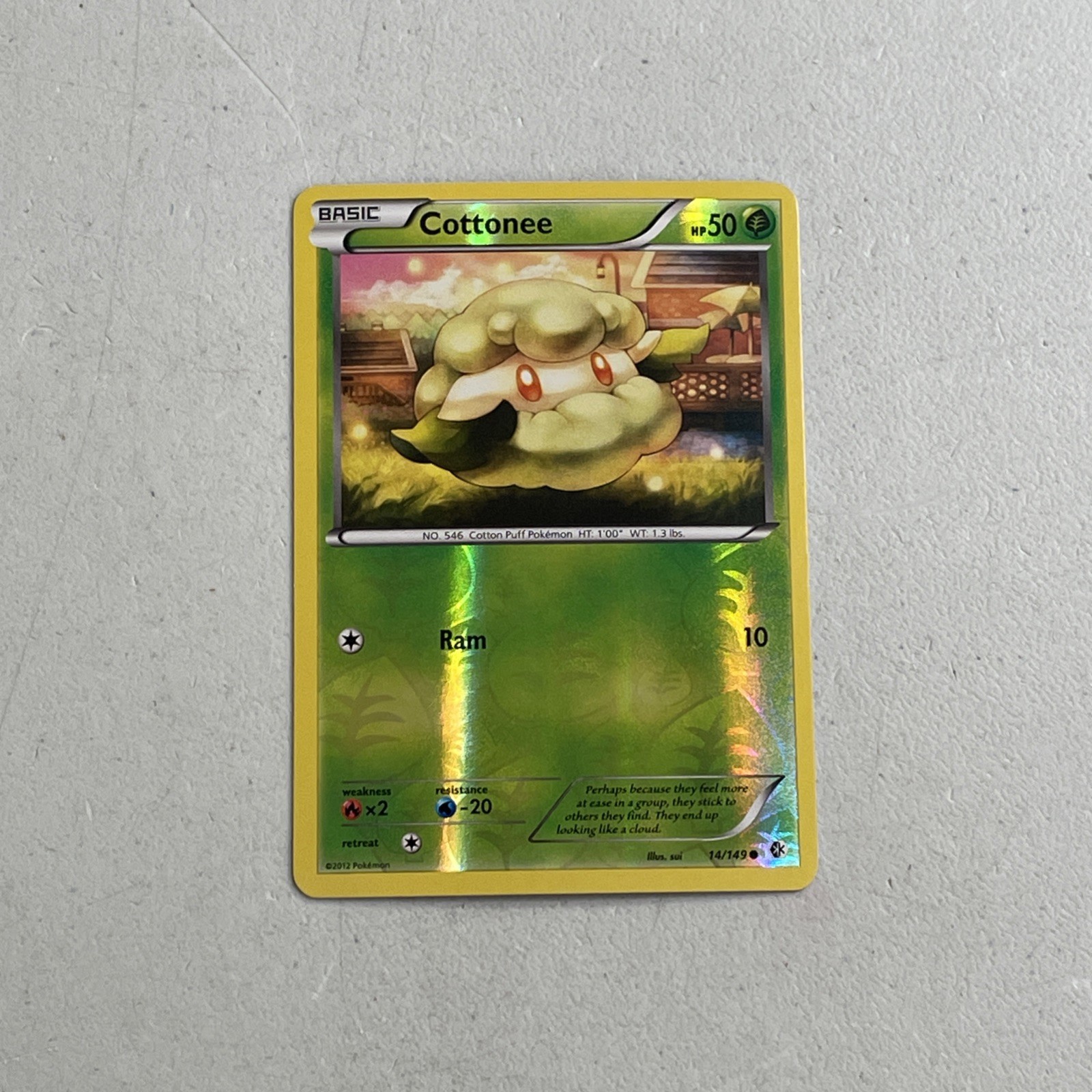 Pokemon TCG 2012 Boundaries Crossed Card -- Cottonee 14/149 Reverse Holo