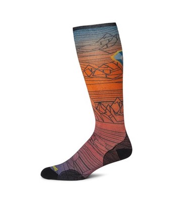 Man's Socks Smartwool Ski Zero Cushion Geo Peaks Print Over The Calf Socks
