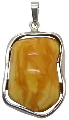   925er Silber Anhänger Butterscotch Bernstein Schmuck - 3,7 x 2,0 cm / 5,77g