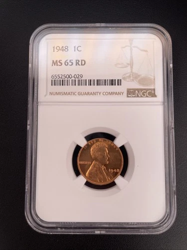 1948-P  1C LINCOLN WHEAT CENT "PHILADELPHIA MINT" NGC MS65 RD (RED)