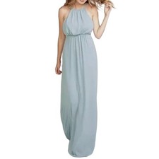 Show me your Mumu Amanda Halter Chiffon Maxi Dress Small Silver Sage Crisp Fairy