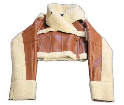 Pretty Little Things Faux Leather Avaitor Cropped Small Childrens Jacket NWTS 