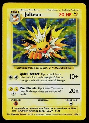 Pokemon Card Jungle Jolteon 4/64 No Set Symbol Misprint Holo Rare