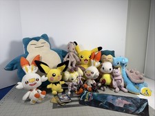 Pokemon Mixed Lot Plush Figures Cards Mega Mewtwo Y Snorlax Pikachu Lapras