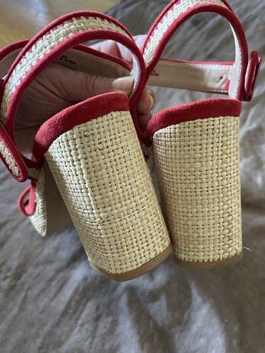 Farylrobin Platform raffia woven with red suede trim heels 7.5US - Picture 10 of 15