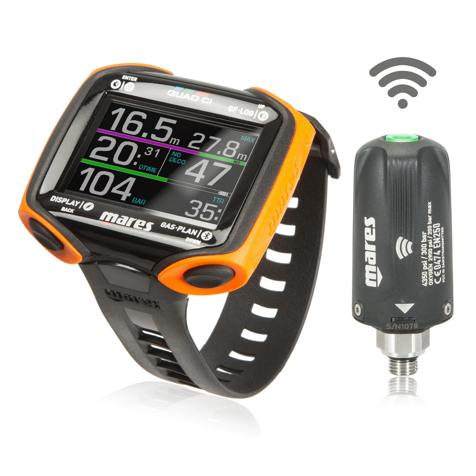 Mares Tauchcomputer Quad CI orange - Sparset mit LED Sender 2.0