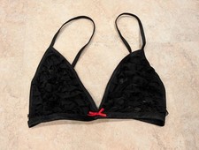 Honeydew Black Frilly Bralette With Red Bow. Size M.