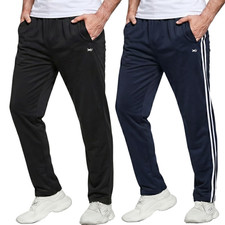 Mens Joggers Tracksuit Bottoms Elastic Waist Zip Pockets Gym Running Pants