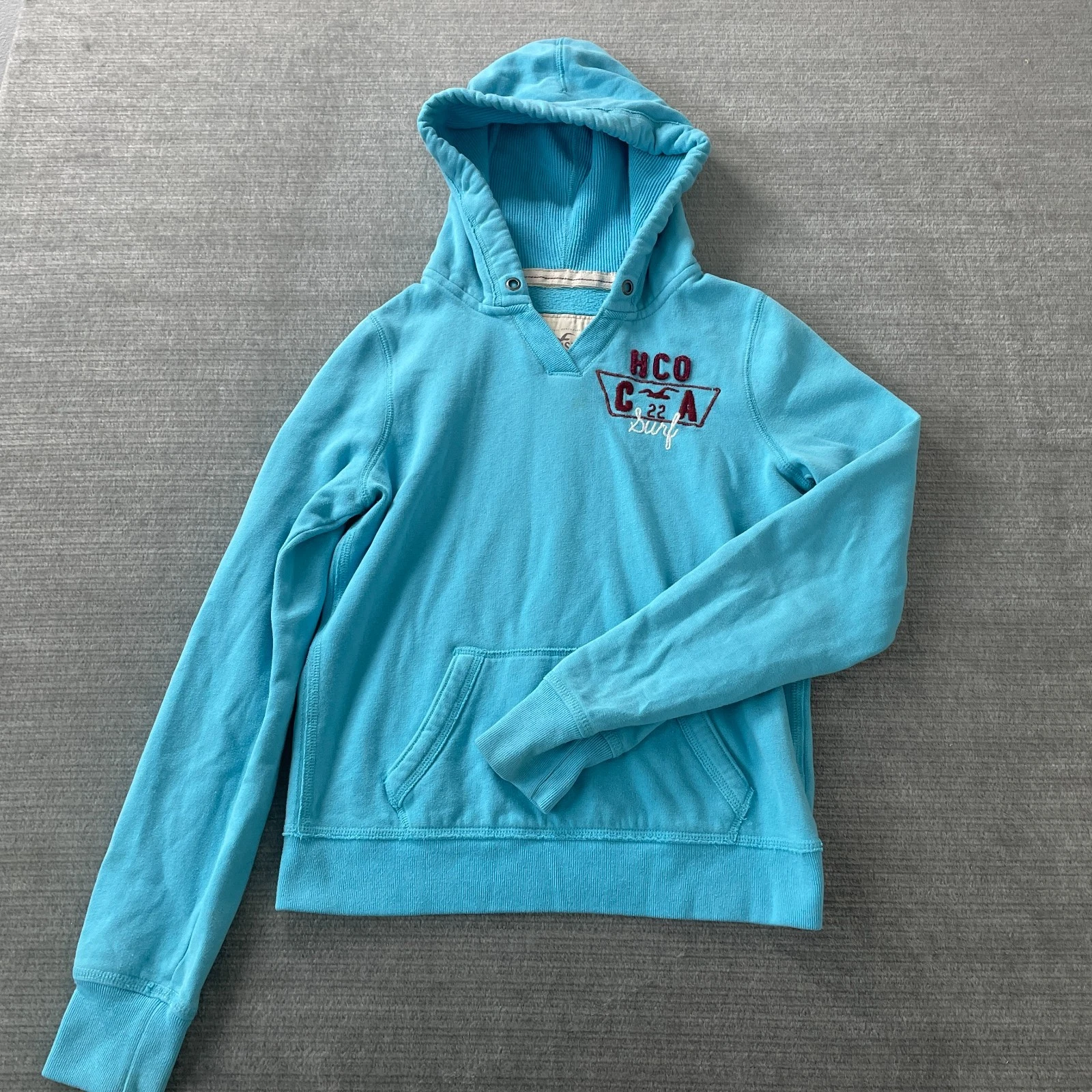 Hollister Thermal Hoodie Womens L Sky Blue V Neck HCO CA 22 Surf Beach