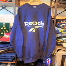 1993 Reebok Men's XL Blue Vintage Logo Graphic Crew Neck Pullover Sweatshirt