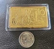  $10 x 1 OZ Polymer Australian Note Series Ingots, FINISHED IN GOLD RARE Collect
