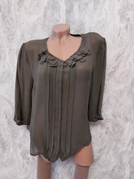 Women Boden Shirt Khaki Silk 40 / L / 48