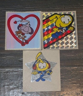 3 Vintage 1984 Prismatic And Foil SNORKS Stickers Rare cartoon