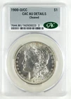 1900-O / CC Over Mintmark $1 Morgan Silver Dollar CAC AU Details Cleaned  C4338