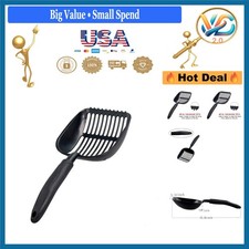 Black Aluminum Cat Litter Scooper Deep Shovel with Patented Metal Tabs 13.78"