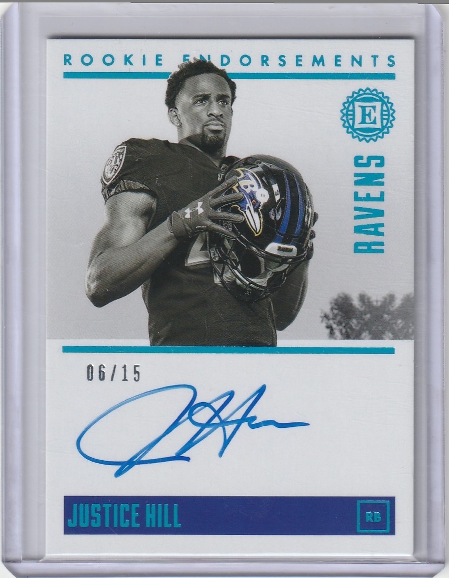 Justice Hill Panini Encased Scripted Signatures #JHI Sapphire