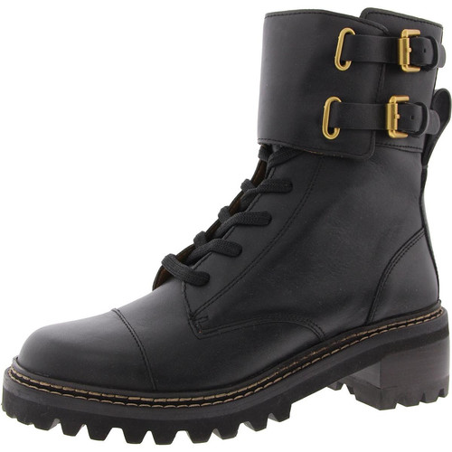 See by Chloe Womens Black Combat & Lace-Up Boots 38 Medium (B,M) BHFO 2131