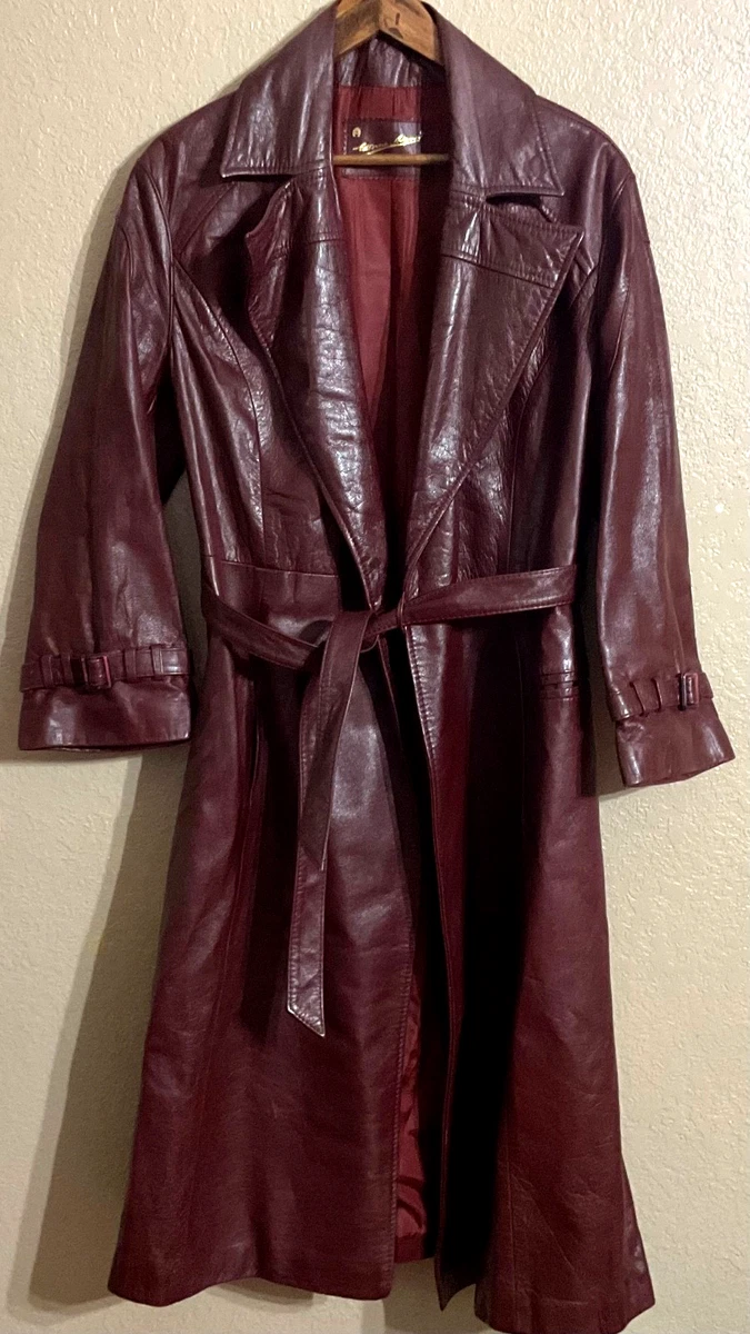 Trench Coats Red Leather Outer Shell Coats, Jackets & Vests for