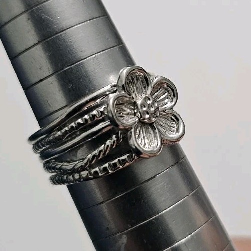 Ross-Simons Sterling Silver Multi-Row Flower Ring… - image 7
