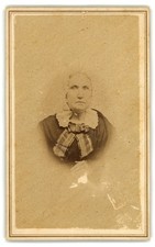 Antique CDV Circa 1860s Old Lady In Dress Unmarked