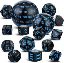 Civaner 15 Pcs Complete Polyhedral Dice Set D3-D100 Spherical RPG Dice Set in Op